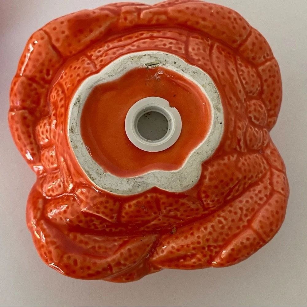 Crab Salt And Pepper Shakers Ceramic Red Orange EUC Beach Ocean Nautical Sea